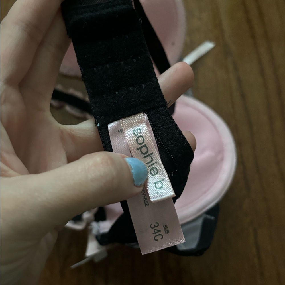 SOLD DONT BUY NWT Sophie B Y2k baby pink and black lace coquette bra 34C - Picture 5 of 5